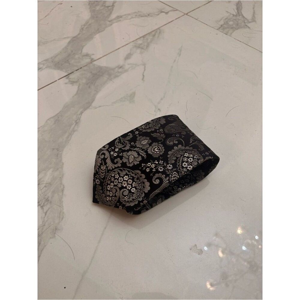 OXXFORD CLOTHES Tie (Black/Silver, Silk)